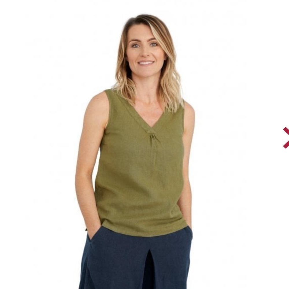 SeaSalt Cornwall green linen tank top